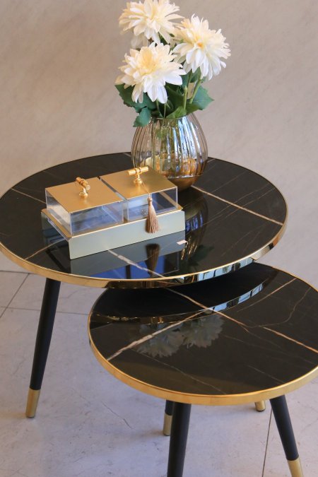 طاولات خشب ماربل اسود